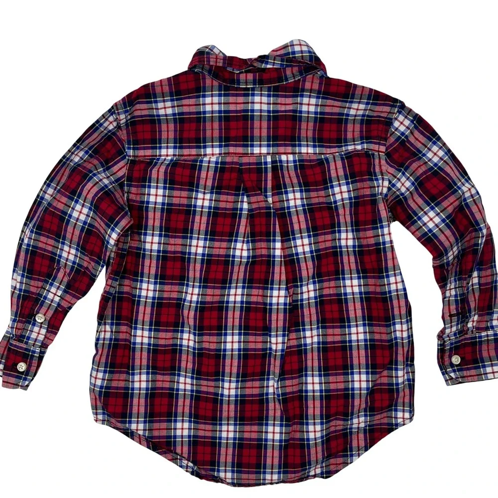 Ralph Lauren Kids Red Blue Plaid Button Down Shirt Size 2 2T Toddler Preppy